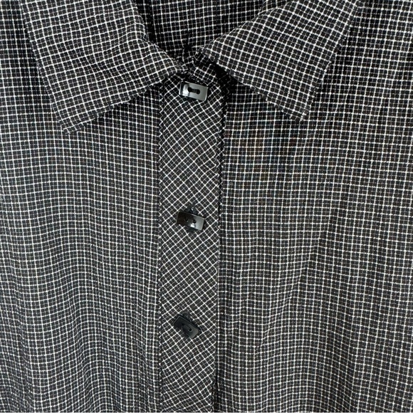 Habitat Clothes to Live In Womens Top L Gray Black Plaid Gingham Buttons - Picture 6 of 10